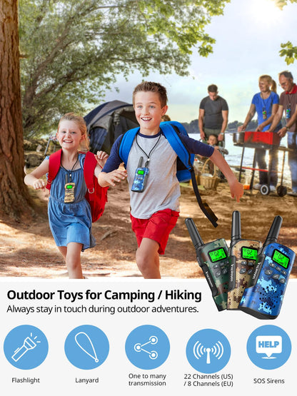 Inspireyes Walkie Talkies for Kids, Rechargeable Long Range 2 Pack, Camouflage Kids Toys for Boys Girls Ages 3-12, 2 Way Radio Toy, Outdoor Adventure Toys, Camping Hiking Gear, Birthday Gifts for Kids