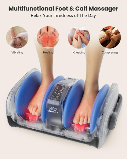 Snailax Shiatsu Foot Massager with Heat and Remote, Electric Foot Massager Machine, Remote Control, 3 Level Kneading/Vibration/Compression, Gift for Women Men Size up to 13