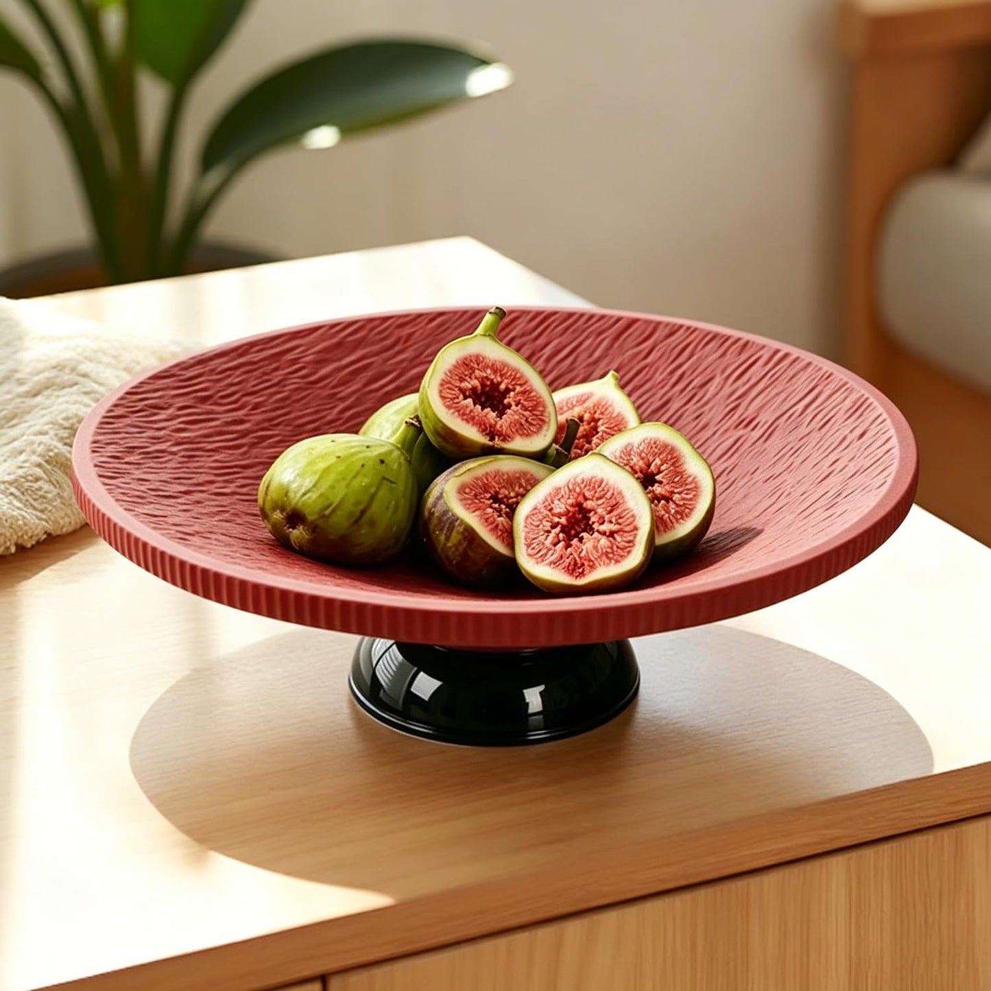 9.8" Large Fruit Bowl with Draining Holes for Kitchen Counter, Modern Decorative Bowl for Keys Jewelry Candy, Roman Rock Pattern Entryway Table Footed Bowl Home Décor