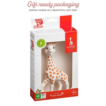 Sophie la girafe Baby Teether – 100% Natural Rubber Teething Toy – Handmade in France – BPA-Free, Non-Toxic, Vegan, Sensory Stimulating Teether for Newborns 0+ Months