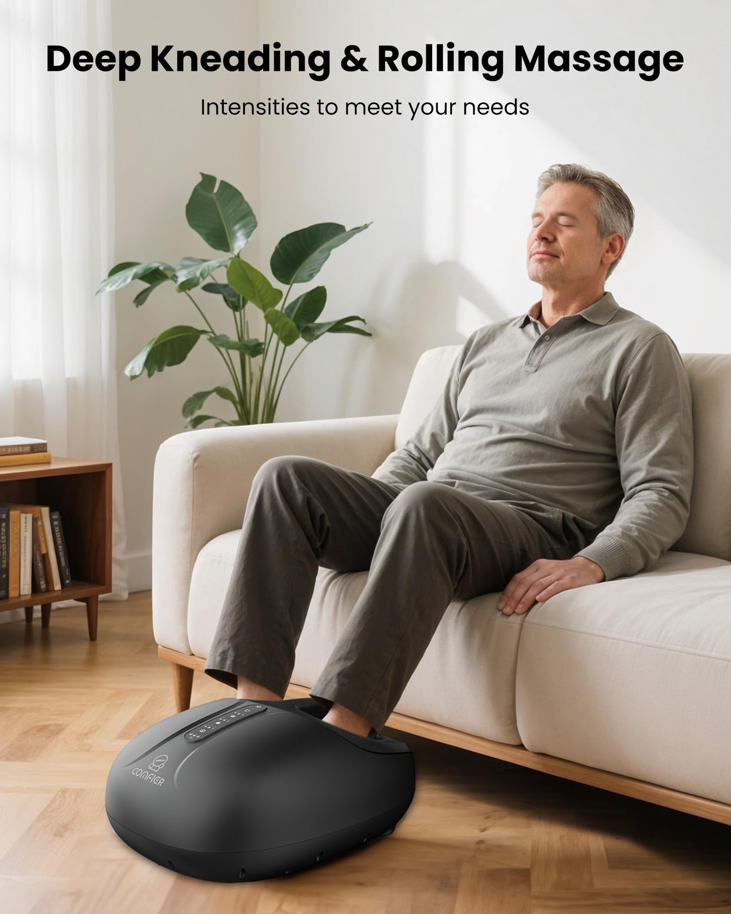 COMFIER Large Shiatsu Foot Massager with Heat,Size Up to 15",FSA Eligible Items & HSA Store,Electric Feet Massager for Plantar Fasciitis,Neuropathy,Foot Warmer,Father‘s Day Gift for Dad