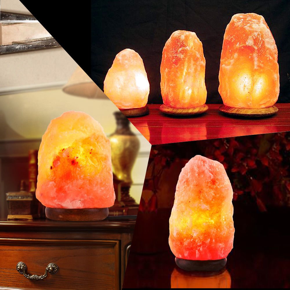 Betus [Natural Crystal Himalaya Salt Lamp Hand Carved on Wood Base with Dimmable Cord and Light Bulb - 6 to 7 Inches Height, 3 to 5 Pounds