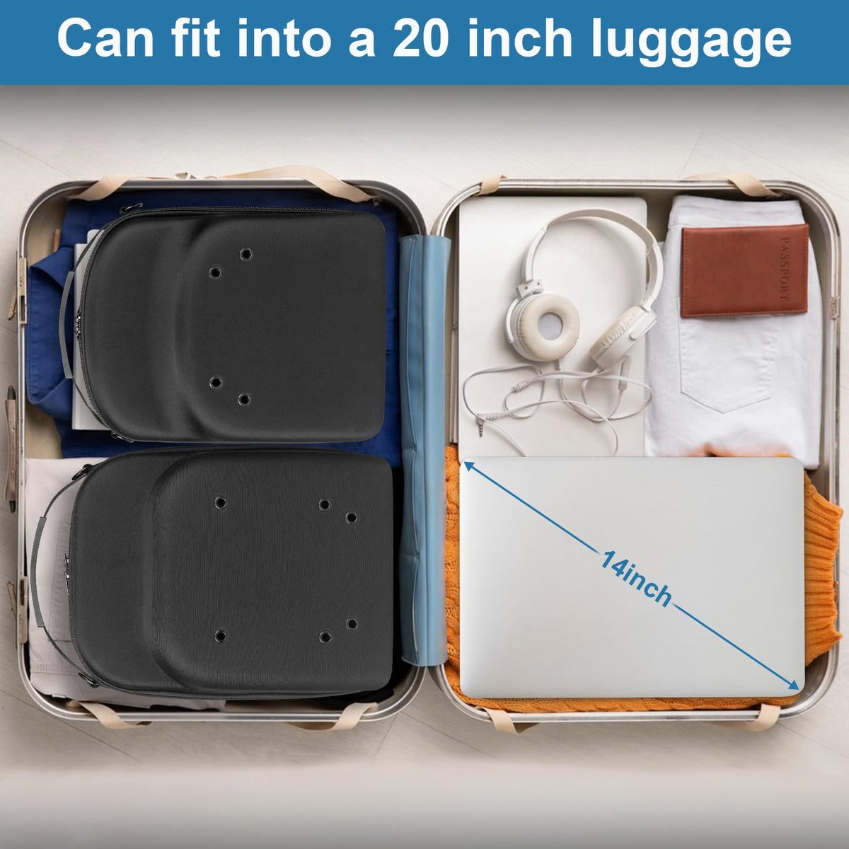 Epesoware Pack of 2 Hat Travel Hard Cases for Baseball Caps - Favorable Hat Storage Organizer with Carrying Handle, Shoulder Strap and Luggage Strap, Protect Up to 10 Hats for Travel Home