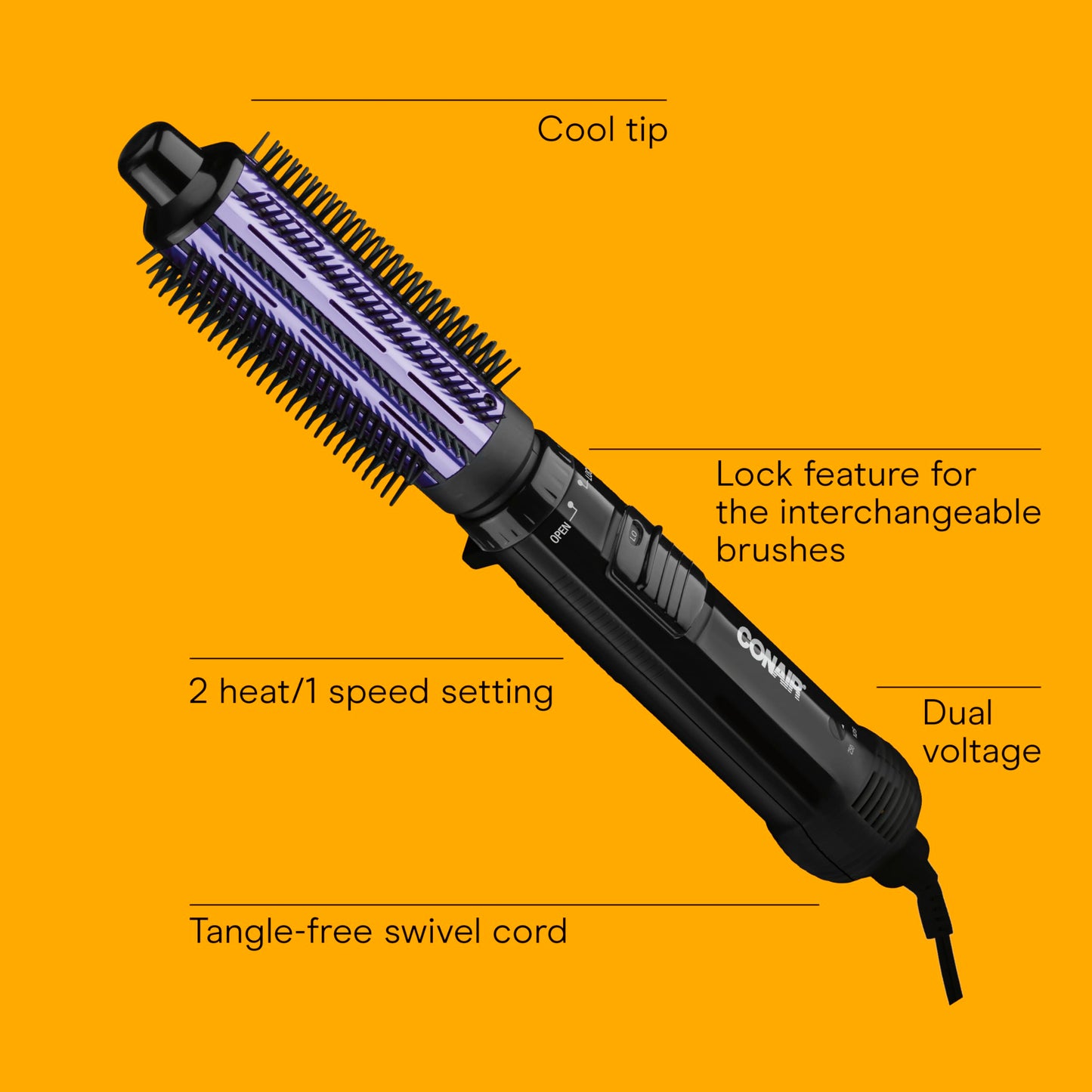 Conair 2-in-1 Hot Air Curling Combo, Includes 1.5-inch Curl Brush and 1-inch Aluminum Bristle Brush