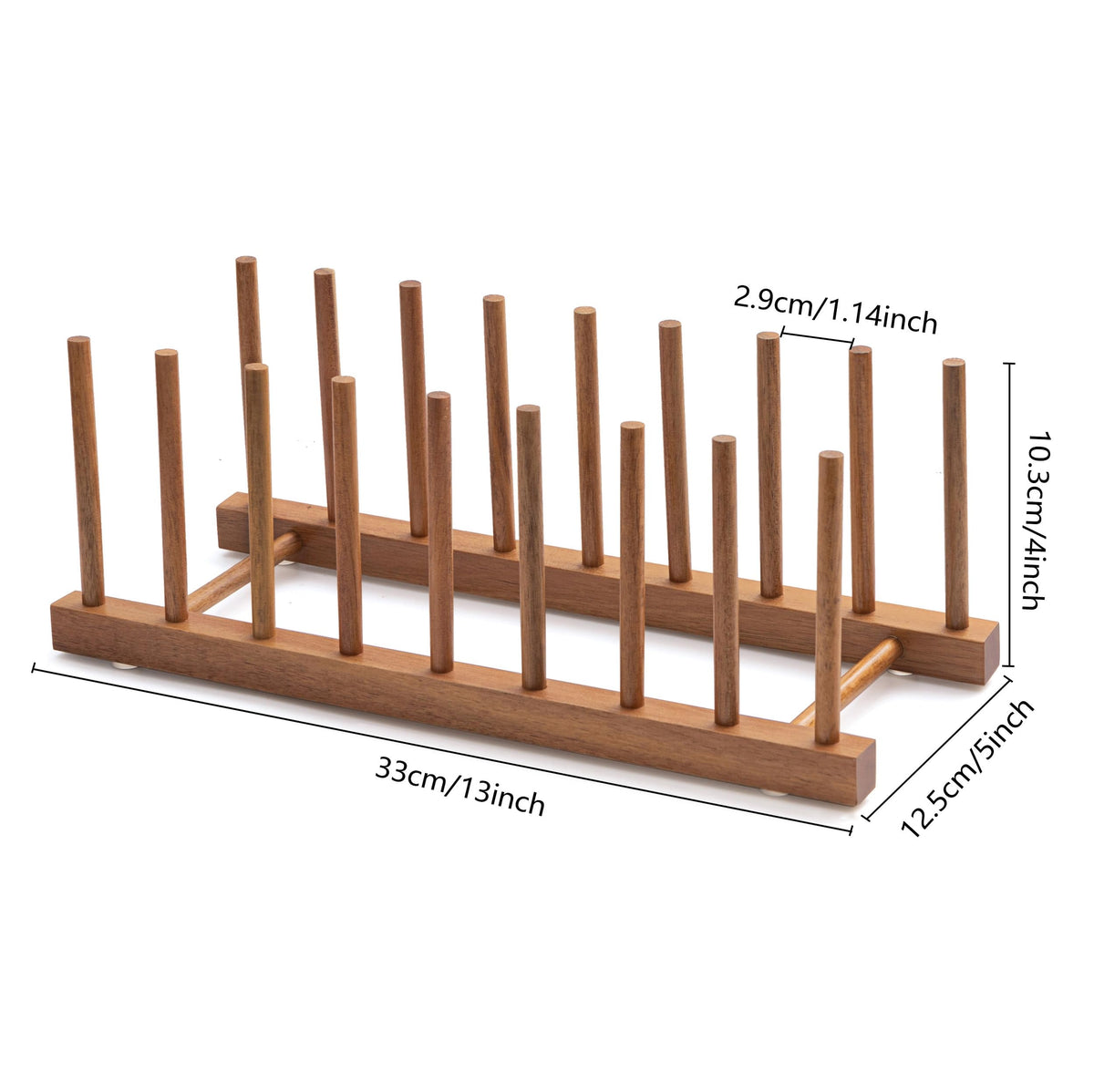 HBlife 4pcs Acacia Wooden Dish Dying Rack Pot Lid Plate Organizer Holder for Cabinet, Cutting Board Stand Drainer Storage Plate Rack for Dish, Pot Lid, Bowl, Cup, Cutting Board and Books