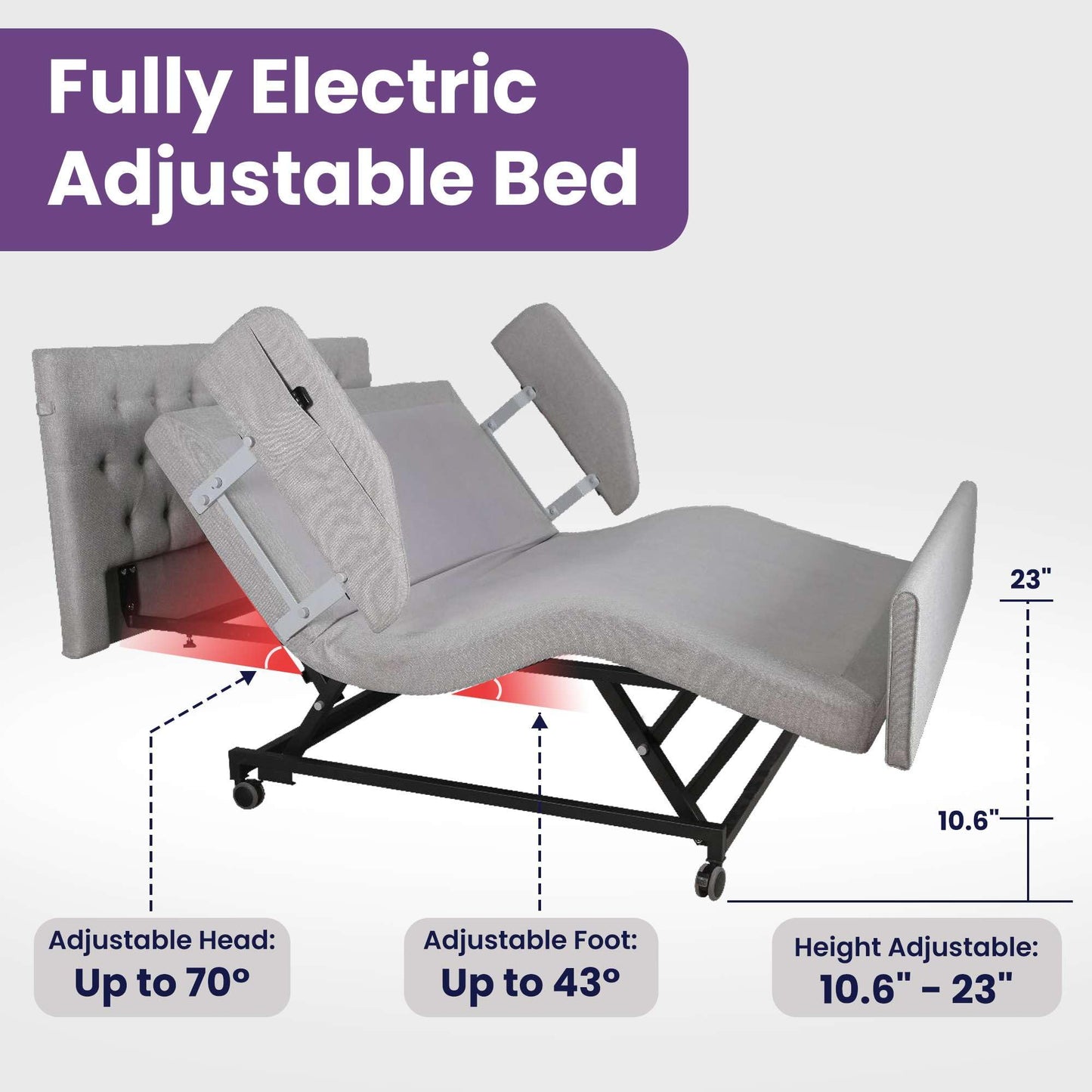 ProHeal Customize Your Own Adjustable Hospital Bed for Home Use with Gel Memory Foam Mattress - Twin Size Home Style Full Electric Medical Bed - Adjust Height, Head, and Foot - Cozy Elegant Design
