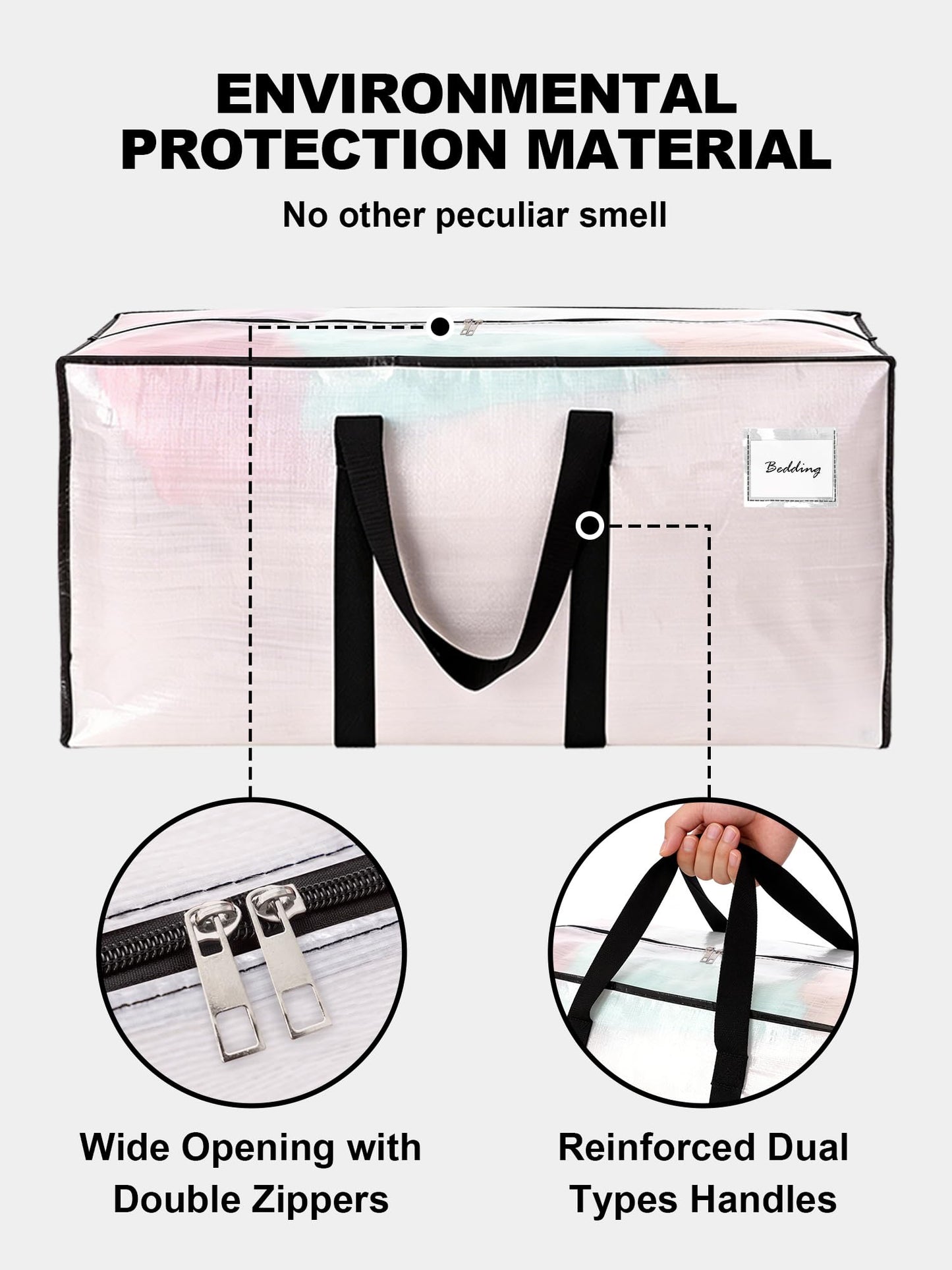 HOMESURE Supports 200lbs Heavy Duty Moving Bags - Strong Zipper & Wrap-Around Handles - Water-Resistant Storage Totes, Durable Alternative to Moving Boxes - 8 Pack - Semi-Transparent