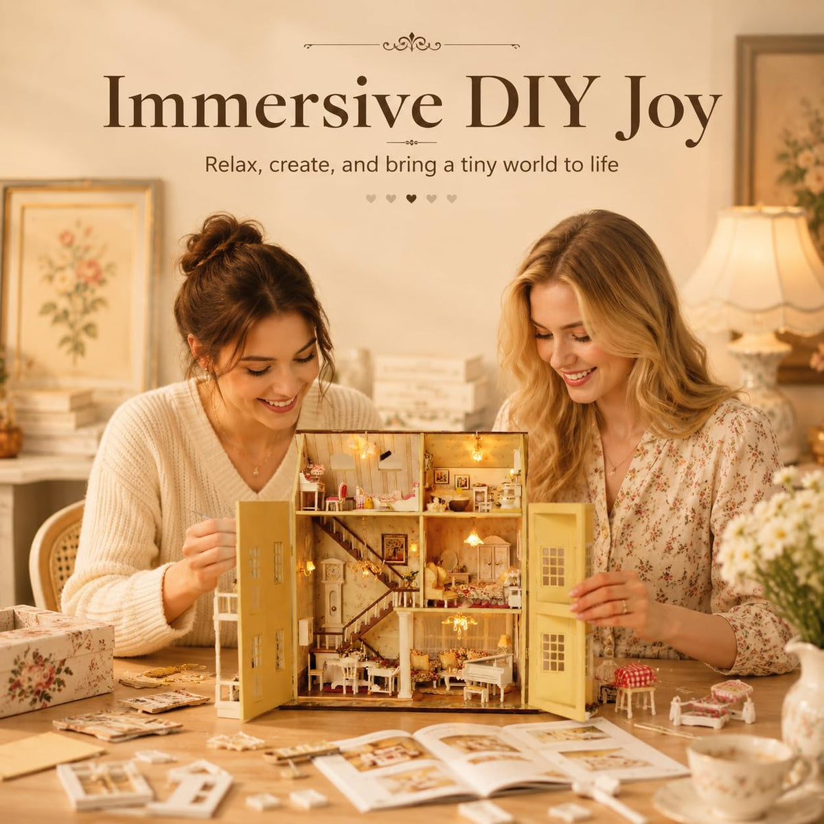 Roroom DIY Miniature House Kit, Fairy Tale Homestead Dollhouse Kit