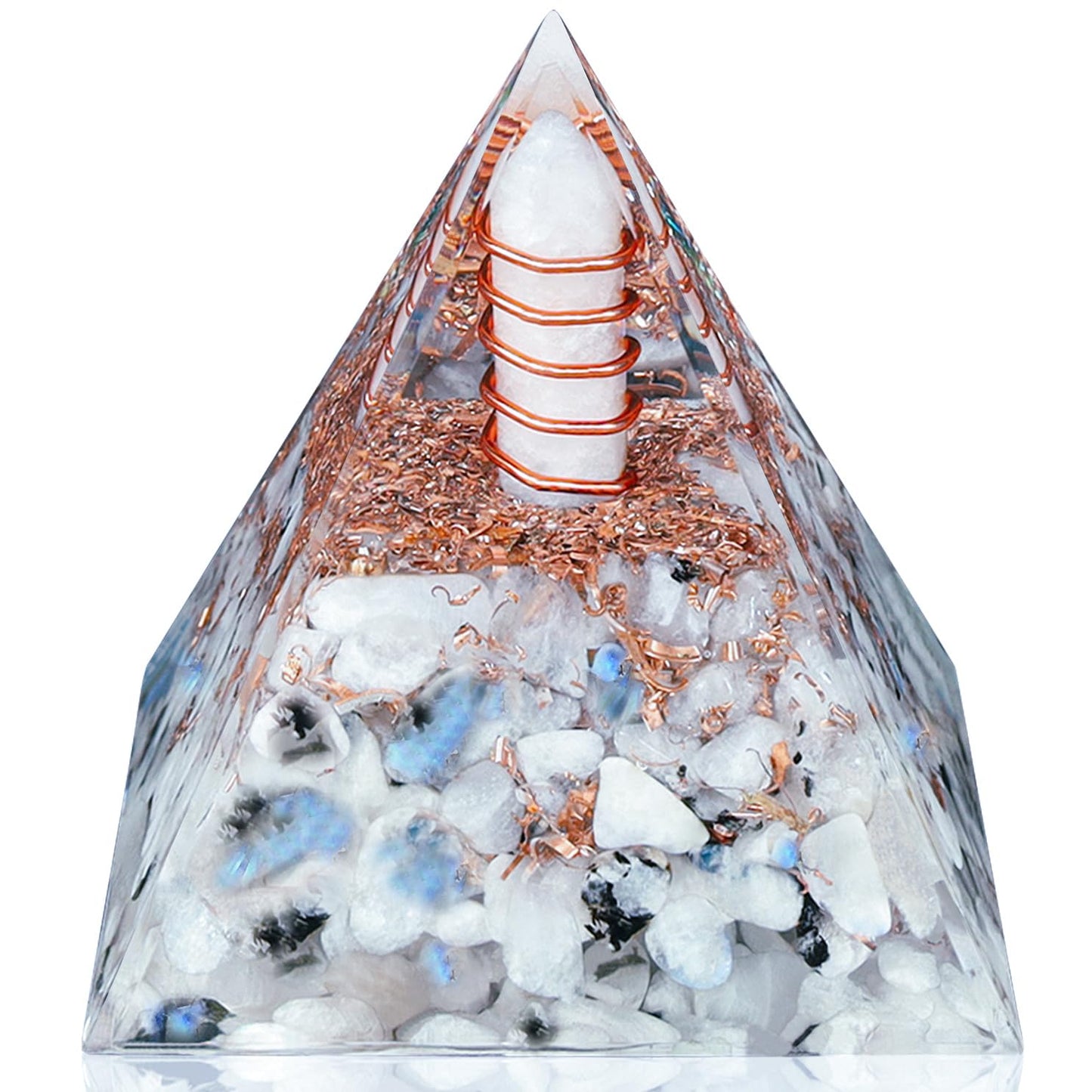 YATOJUZI 2.4" Healing Crystals Tower Moonstone Chakra Reiki Orgonite Gemstones for Attracts Positive Energy Success Suit for Meditation Accessories Birthday Gifts for Women Men
