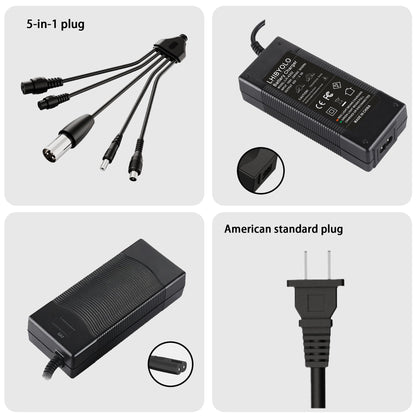 LHIBYOLO 42V 2A Electric Scooter Charger 5 in1 Plugs Universal,for 36V Electric Scooter Ebike Lithium Battery，for Jetson,Razor,Swagtron,Bird,Gotrax,Segway
