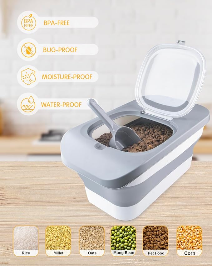 13 Lbs Dog Food Container, Collapsible Dog Food Storage Container