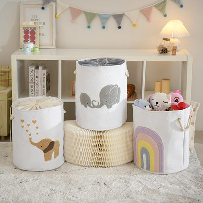 INough Baby Hamper Extra Large Nursery Hamper, 58L Kids Toys Basket Laundry Basket for Baby's Dirty Clothes Collapsible Storage Basket Canvas Clothes Hamper Toy Box Dorm Room Essentials for College