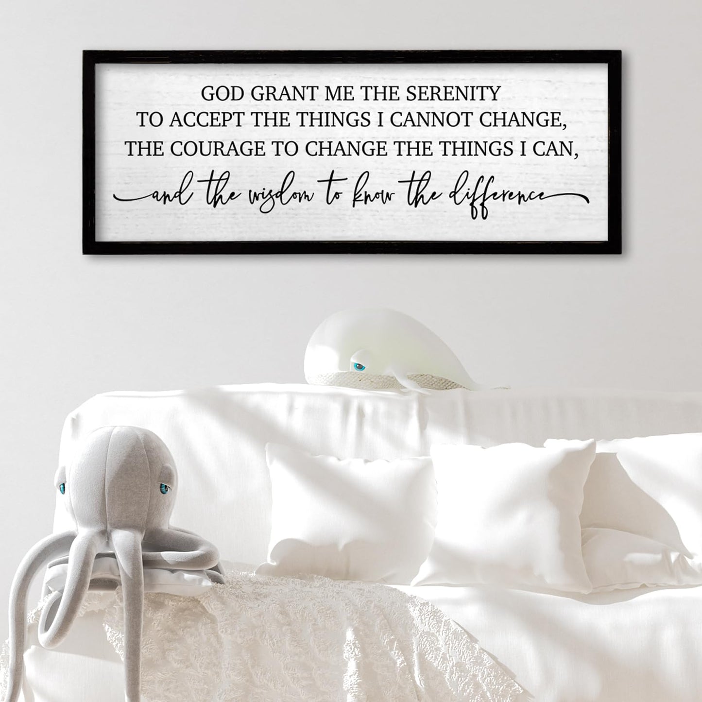 TQianJiang Serenity Prayer Wall Art Decor 24"X10" God Grant Me Sign Large Wood Framed Wall Hanging (Black)