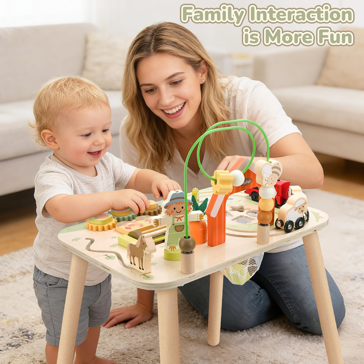 Vanplay Activity Table for 1 Year Old Boy Girl Birthday Gifts, Montessori Toys for 1 2 Year Old, 10 in 1 Wooden Sensory Play Table for Toddler 1-3, Learning Table for Baby 12M+ First Gifts