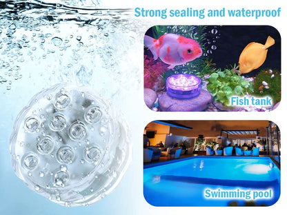 Hitopin 4 Pieces Submersible LED Lights, Waterproof Underwater Submersible Led Lights, with Remote Control, Waterproof Underwater Lights, Pond Lights, for Decorate Party, Wedding, Halloween, Christmas