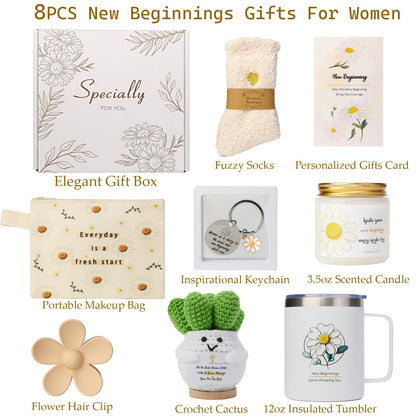 New Beginnings Gifts for Women – Graduation Farewell Leaving Going Away Goodbye Retirement Gift Basket for Her Women Coworkers, New Job Good Luck, Moving On, Divorce, Housewarming, Break Up Gifts