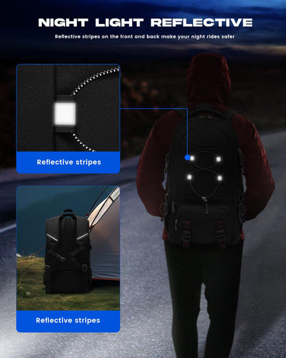 Besttravel Travel Backpack, 45L Hiking Backpacks Water Resistant Multi-functional Trekking Rucksack Travel Laptop Backpack Mens Fits 17.3 Inch Computer for Camping Climbing Cycling, Black