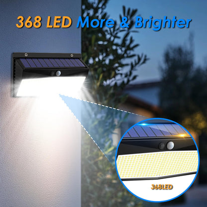 Peasur Solar Lights Outdoor Garden, 368LED Super Bright Solar Security Lights Outdoor Motion Sensor with 3 Modes, Outdoor Lights Waterproof IP65 for Front Door, Yard, Garage(2 Pack)