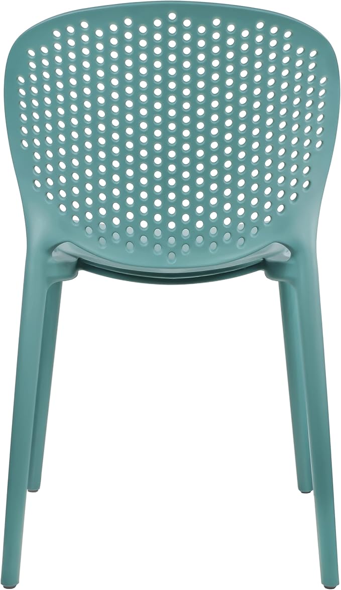 2xhome Set of 4 Patio Dining Chairs | Modern Stackable Outdoor Pool Side Chair | Weather Resistant Plastic for Yard, Porch, Balcony, Kitchen, Teal