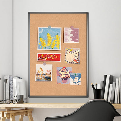 VIZ-PRO Cork Notice Board, 90 X 60 cm, Cork Bulletin Board with Black Aluminium Frame