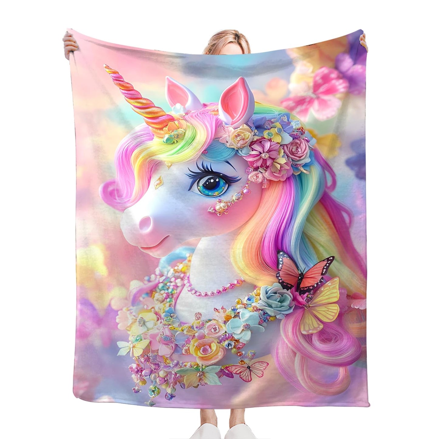 Tijuboni Pink Unicorn Throw Blanket Unicorn Gifts for Girls Women Boys Men Kids Adults Soft Flannel Fleece Blanket for Couch Sofa Bed Home Decor 40"x50"