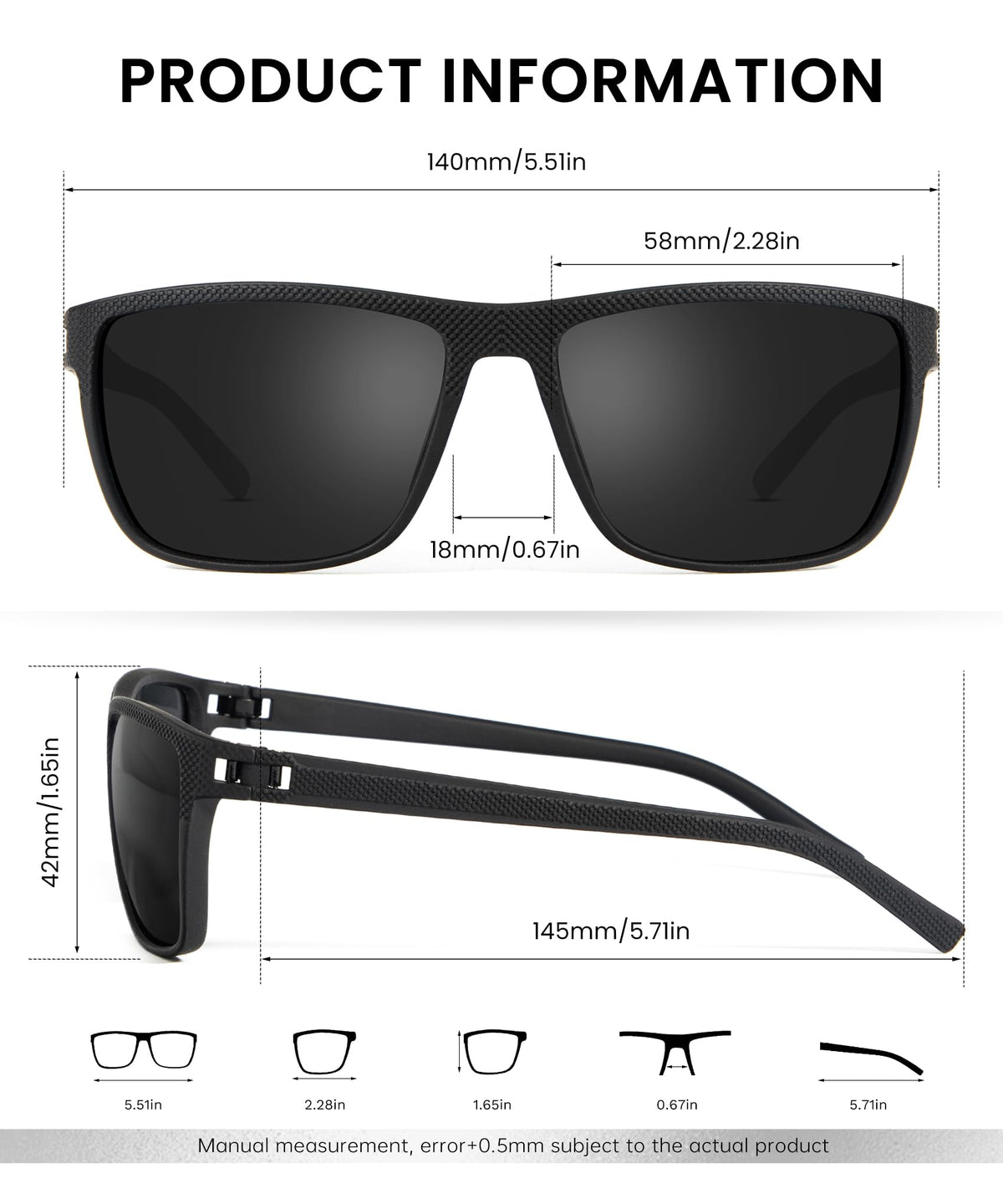 CIFOYA Polarized Sunglasses for Men Women, Square Sun Glasses for Driving Fishing Golf Lightweight Fashion Square Sun Glasses 100% UV400 Protection 3 Packs (Black/Ice Blue/Orange)