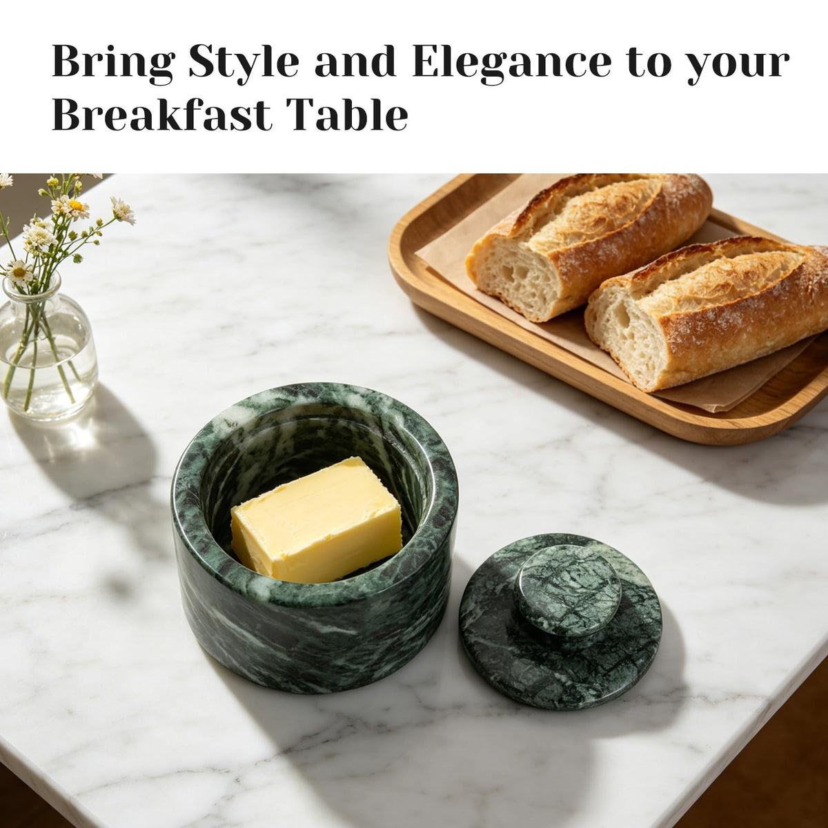 Koville Green Marble Salt Cellar with Lid 3.5", Stone Pepper Container & Spice Jars for Kitchen, Marble Salt and Pepper Holder, Stone Storage Box for Kitchen Counter, Spice Jar (Verde Alpi Green)