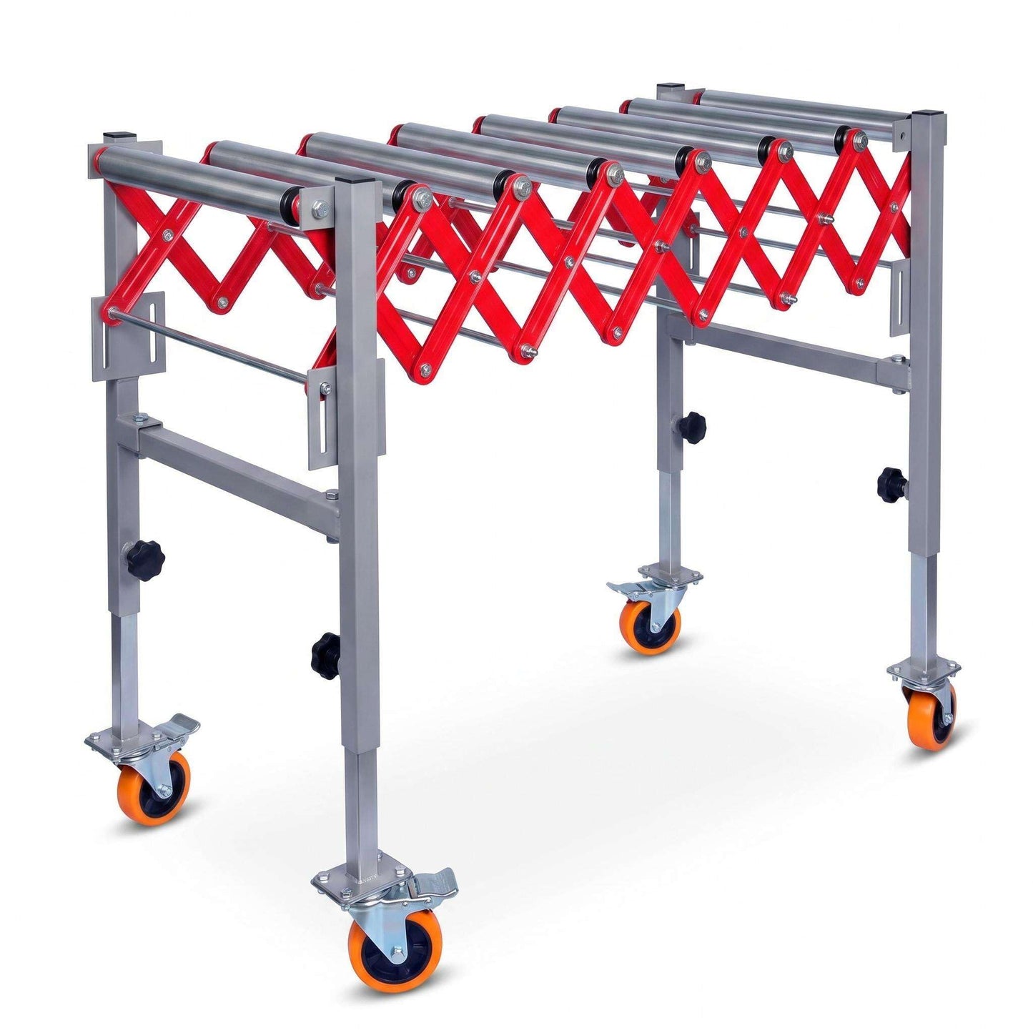 Expandable Roller Conveyor for Warehouse Packing, Adjustable Height 27.5''-43'' with Wheels, 13.7''-47'' Retractable Length, 600 lbs Capacity Roller Conveyor and Roller Conveyor Transfer Stand