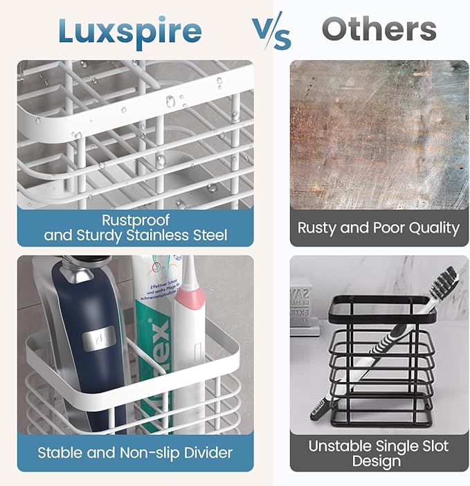 Luxspire Toothbrush Holders for Bathroom, Stainless Steel Electric Toothbrush
