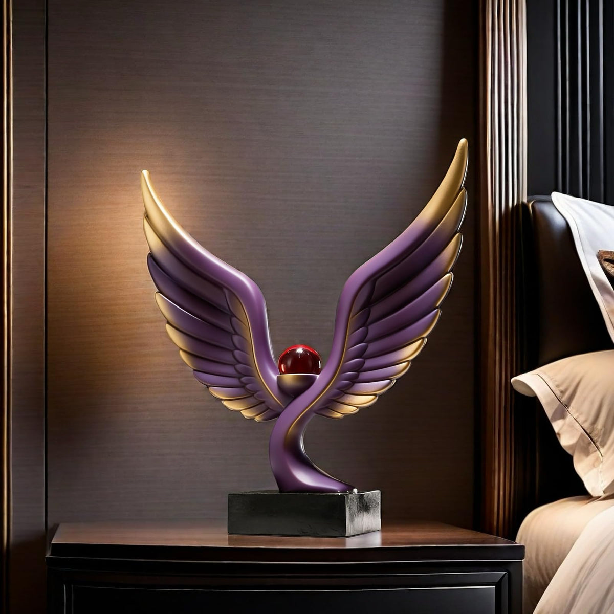 SHTWX Abstract Eagle with Crystal Ball Statue Resin Art Sculpture Frgurines Gift for Home Decor Office Living Room Desktop Display Decorative Decoration (Purple and Gold)