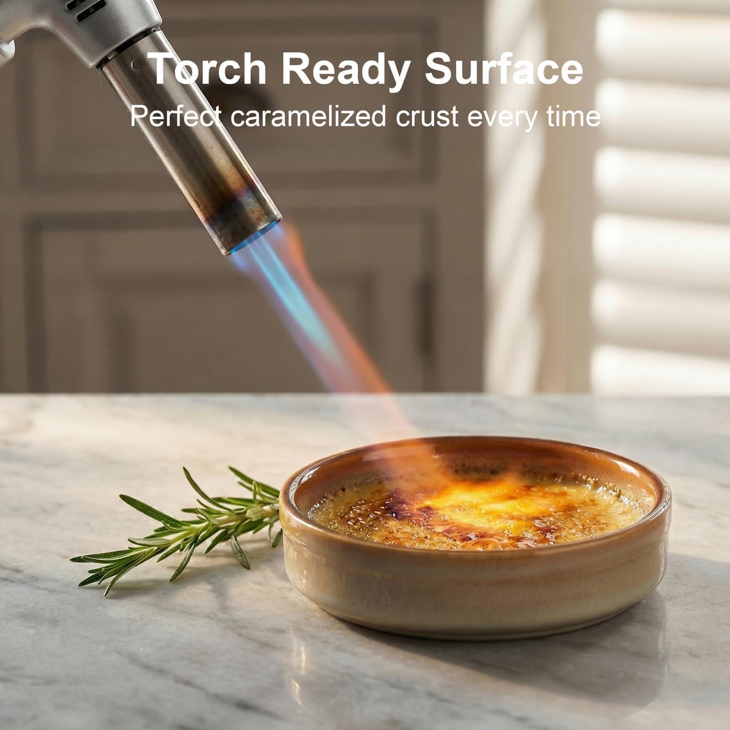 ONEMORE Ramekins Oven Safe Set of 6, 4 oz Creme Brulee Ramekins, Ceramic Ramekin Bowls for Souffle, Custard, Dipping Sauce, Dessert, Microwave Dishwasher Freezer Safe, 4.5 Inch - Beige