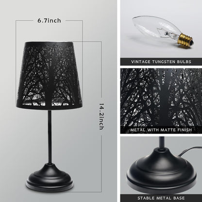 Table Lamp with Dimmer, 3 Levels Dimmable Touch Switch, Black Shadow Table Lamp, Cool Night Light for Kids, Bedroom Nightstands Lamp, Lamp for Living Room End Tables Halloween Room Decor