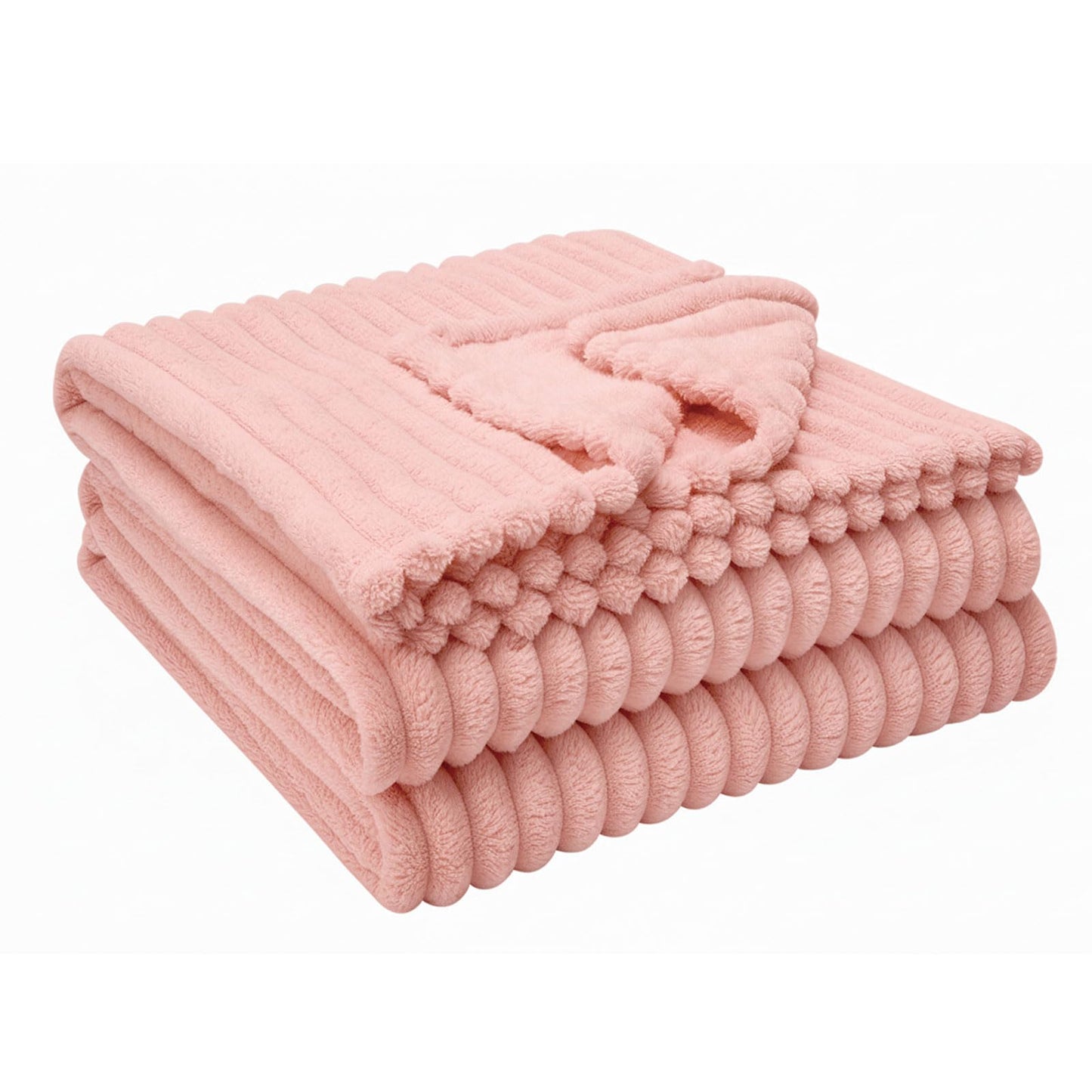 CHERAISA Throw Blanket for Couch - Flannel Fleece 3D Striped Ribbed Bed Blanket.Super Soft Blankets for Women Girls,Teacher Gifts Birthday Gifts Room Home Dorm Decor (Light Pink, Twin(60"x80"))