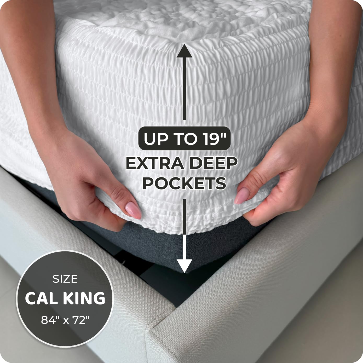 PAULATO BY GA.I.CO California King Waterproof Mattress Protector – Fitted Mattress Cover with Deep Pocket, Breathable Noiseless Polyester, Easy Care (California King)