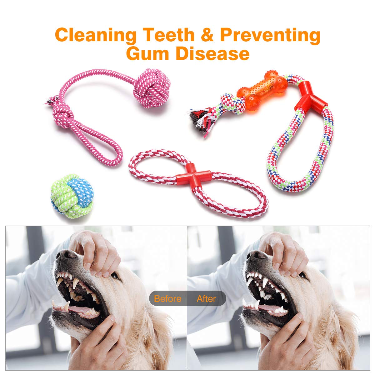 Wefine Puppy Chew Toys - 100% Natural Cotton Rope for Small & Medium Dogs (10 PCS)
