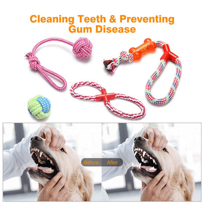 Wefine Puppy Chew Toys - 100% Natural Cotton Rope for Small & Medium Dogs (10 PCS)