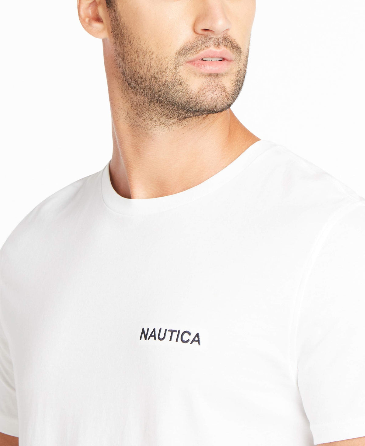 Nautica mens Short Sleeve Solid Crew Neck T-shirt T Shirt, Bright White Solid, Medium US