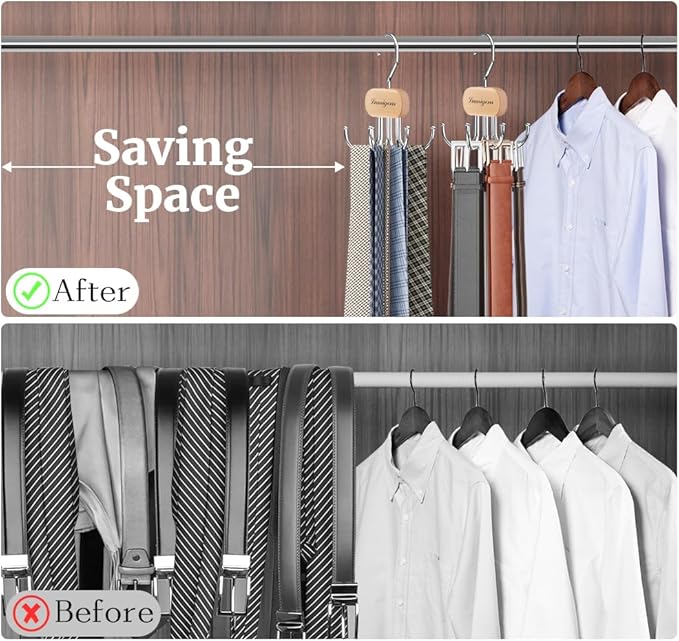 Belt Hanger, Belt Organizer for Closet, Rotatable Tie Rack, Belt Holder