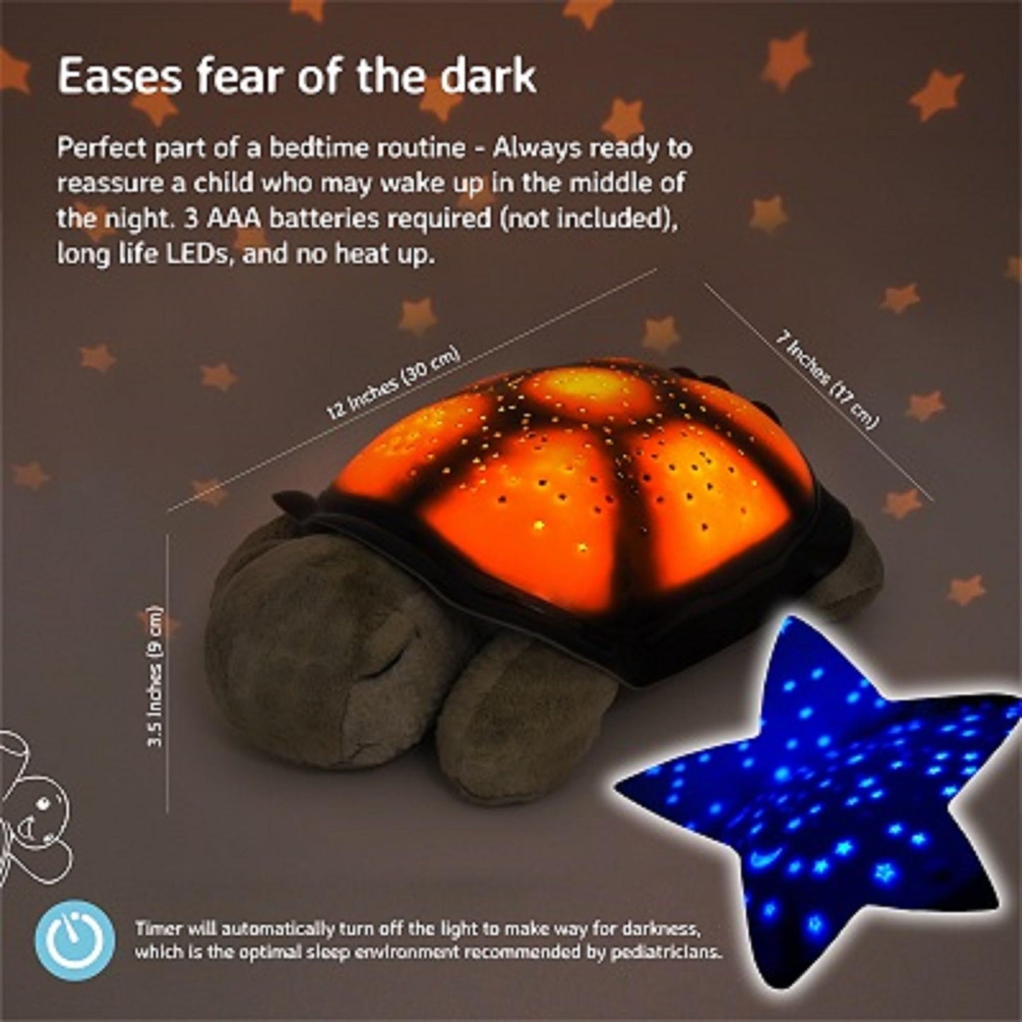 Cloud b Twilight Turtle Green - Baby Night Light Kids Constellation Star Projector | Auto Shut Off Kids Night Light Baby | Eases Fear of Dark, Soothing LEDs, 8 Constellations, 3 Colours