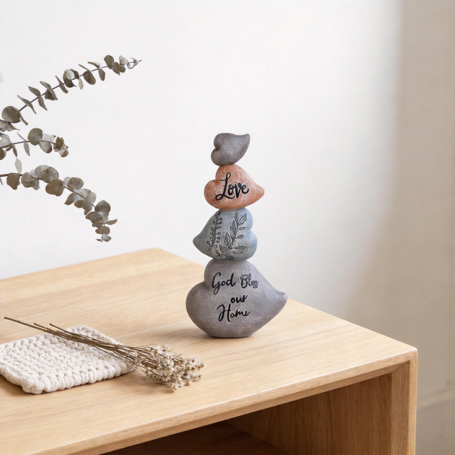Heart Shaped Stacked Stone Sculpture, Abstract Home Decor Sculpture, Modern Creative Decor for Offices, Bookshelves, Coffee Tables, Entryways, Shelves, Partitions, or Dining Table Centerpieces. (A)