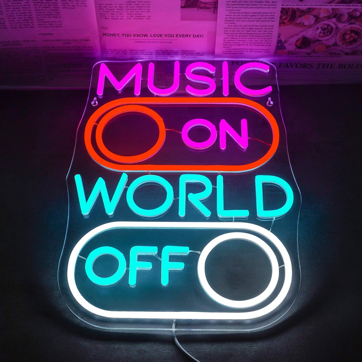 Horseneon Good Food Good Mood Neon LED Sign, Food Neon Signs for Wall Decor, Good Food Good Mood Neon Light with USB Powered for Snack Shop, Restaurant, Fast Food
