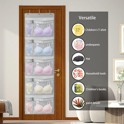 RUIPBOTE 2 Pack Weekly Kids Clothes Organizer – Day of the Week Hanging Closet Storage for School Outfits, Kids’ Wardrobe Organizer with Labels for Monday to Friday (2)