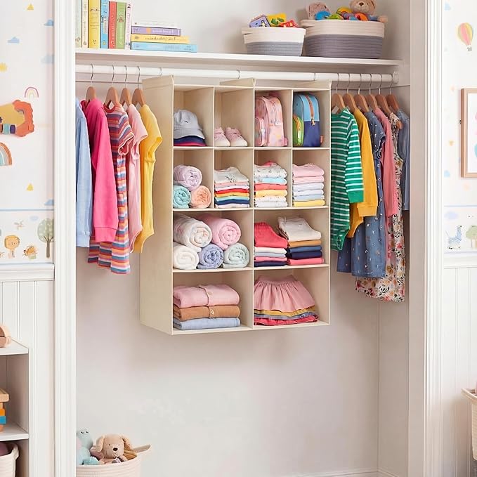 Ofiray-home 4 Tier Hanging Closet Organizer, 12 Compartments Sweater Organizer