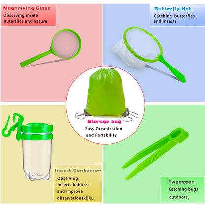GIFTRRTOY Bug Catcher for Kids - Outdoor Insect Catching Kit with Butterfly Net, Bug Box, and Storage Bag - Non-Toxic Educational Toys for Nature Exploration, for Boys & Girls Ages 3-12