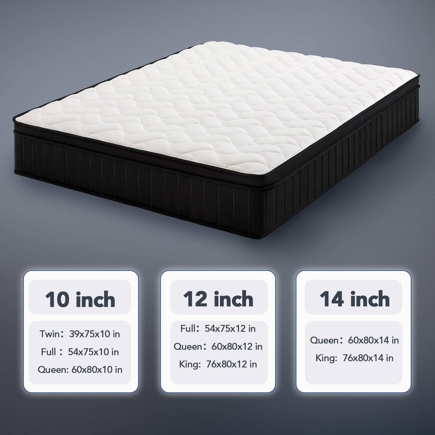 Moccona 12 Inch Queen Size Mattresses, Memory Foam Hybrid Mattress in a Box with Independent Spring, Soft and Comfortable, Pressure Relief, CertiPUR-US Certified, Medium Firm