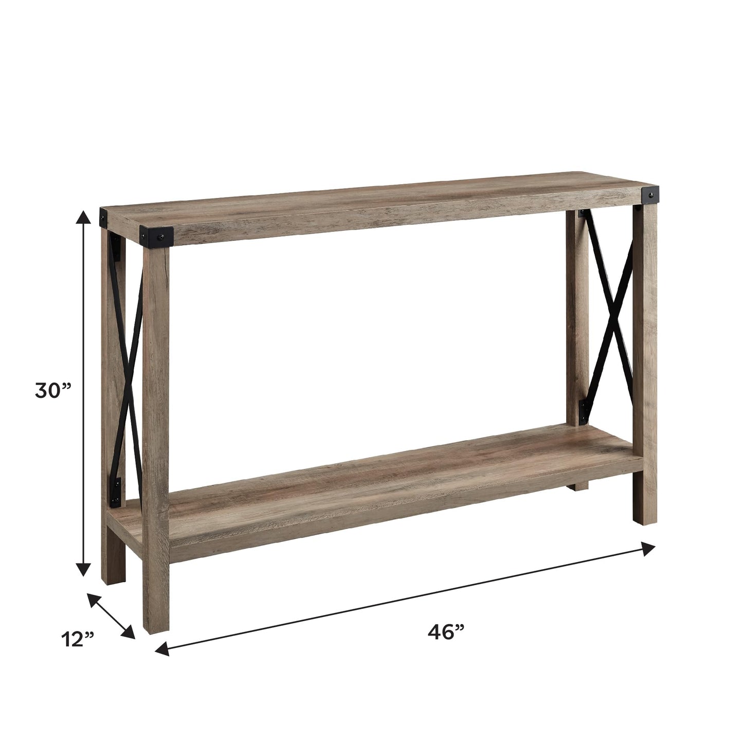 Walker Edison Sedalia Modern Farmhouse Metal X Entry Table, 46 Inch, Grey