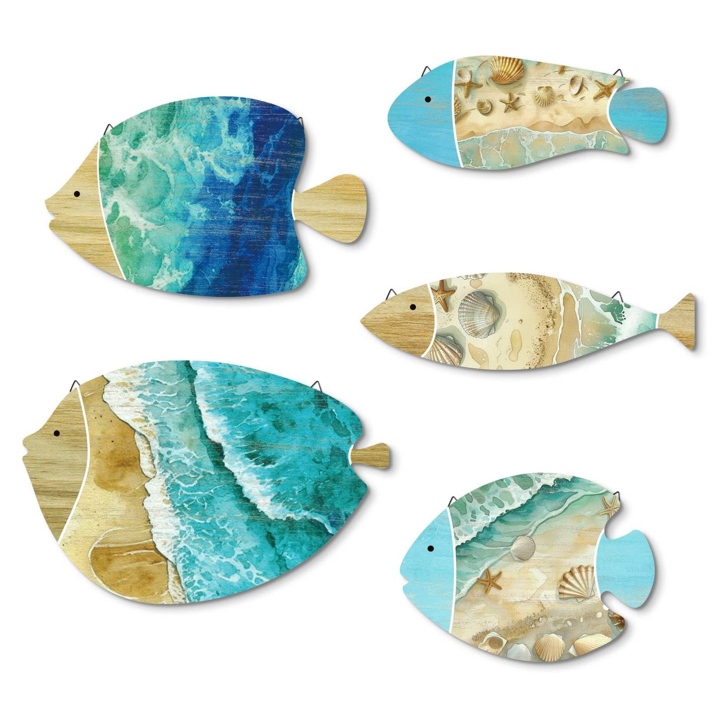 Putuo Decor Fish Wall Decor Set Ocean Theme Coastal Wall Art For Living Room Bedroom Bathroom Beach House Nautical Home Decoration
