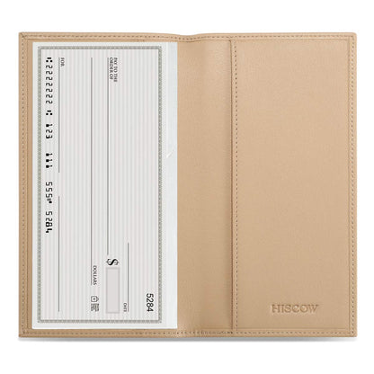 HISCOW Minimalist Checkbook Cover - Full Grain Leather (Premium Apricot)