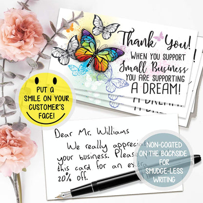 Business Thank You Cards - Small Business Essentials - When You Are Supporting Small Businesses - Blank Note Card, Stationery Set of 50 3.5 x 2 Standard Business Card, Small Business Thank You Cards