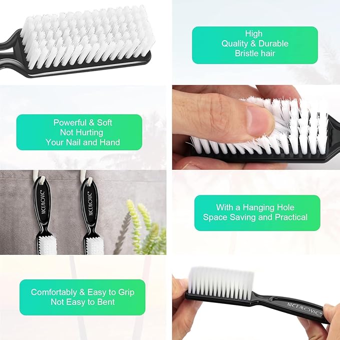 NICEMOVIC 20 Pcs Nail Brush for Cleaning Fingernails, Handle Grip Scrubber Brush
